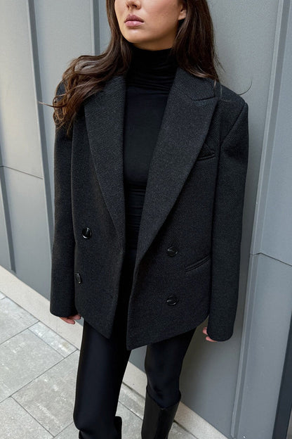 Double Breasted Straight Cut Blazer