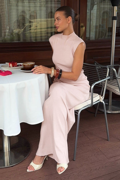 Mock Neck Knit Top Maxi Skirt Set