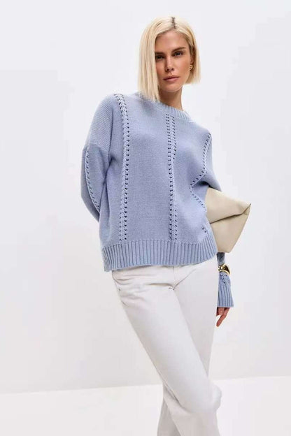 Casual Lace Knit Pullover Sweater