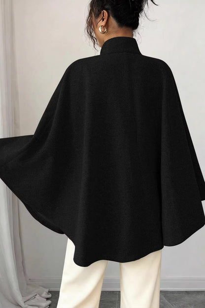 Belted Cape Sleeve Wool Look Jacket