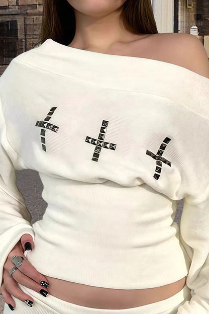 American Vintage Stud Sweater Shorts Knit Set