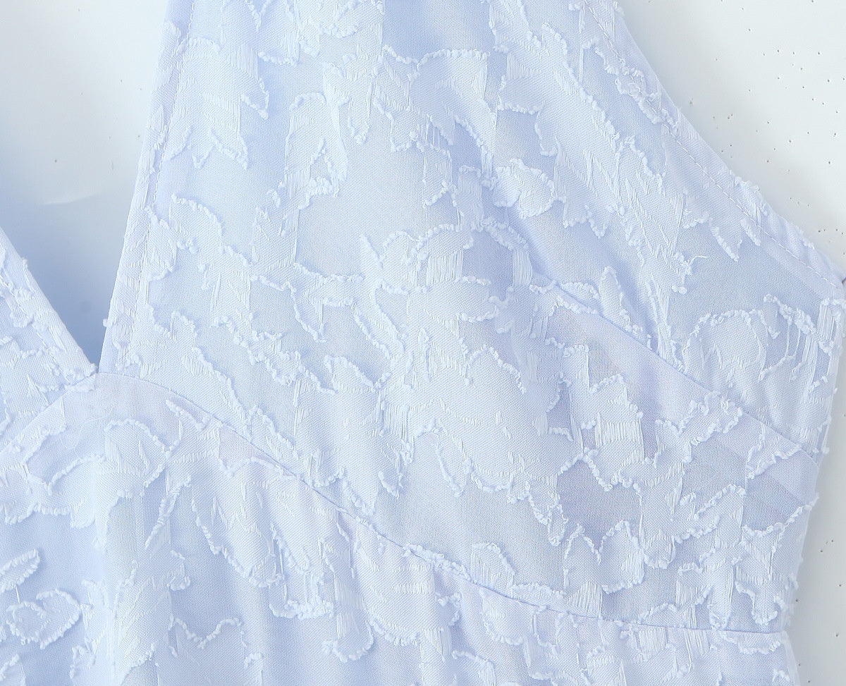 Lace Halter Neck Midi Dress Blue / S