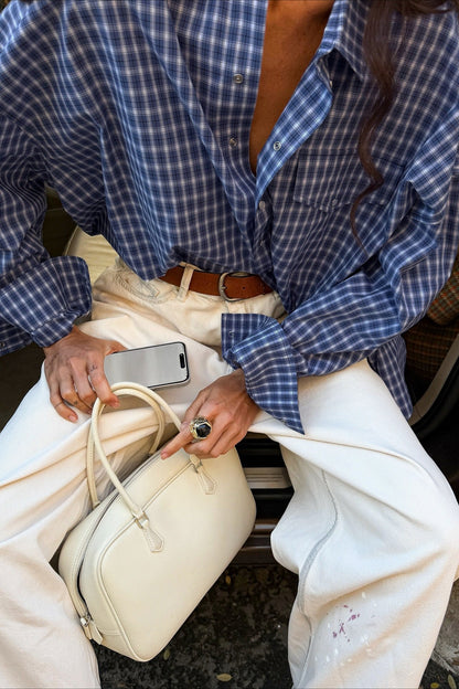 Relaxed Plaid Pocket Shirt Blouse