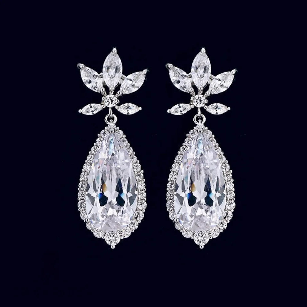 Wedding Jewelry - Cubic Zirconia Bridal Earrings - Available in Rose Gold and Silver