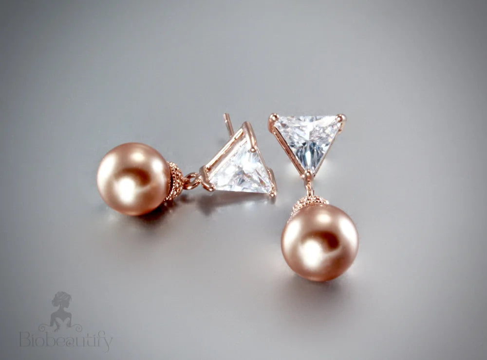 Calla - 14K Rose Gold-Filled Earrings With Swarovski Pearls