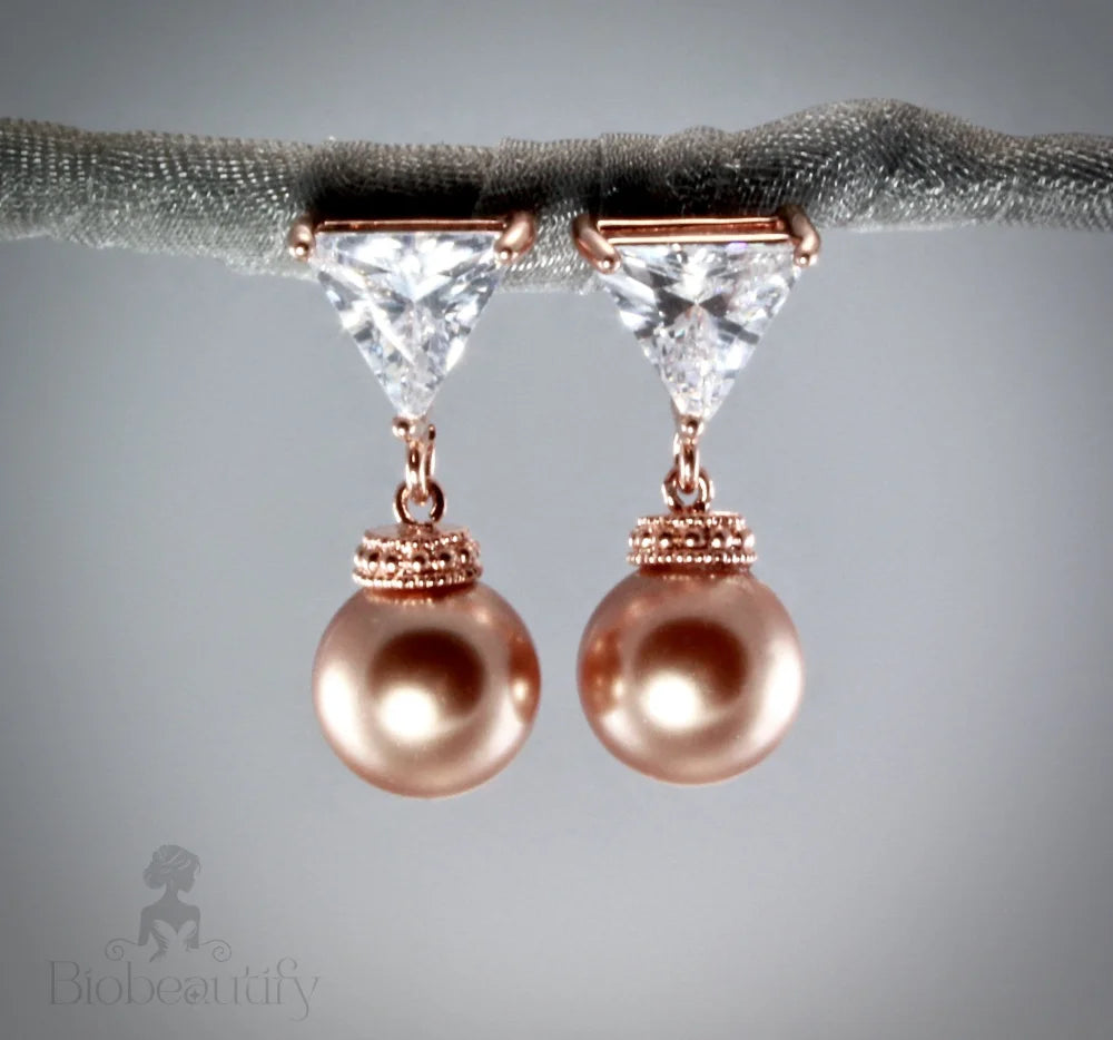 Calla - 14K Rose Gold-Filled Earrings With Swarovski Pearls