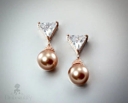 Calla - 14K Rose Gold-Filled Earrings With Swarovski Pearls