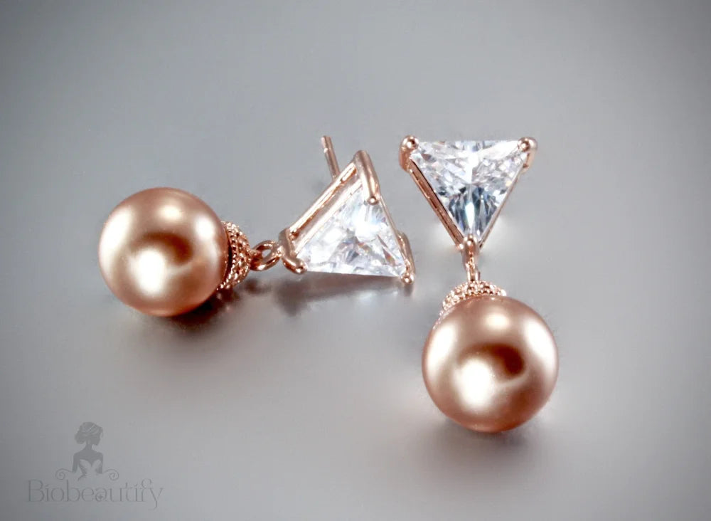 Calla - 14K Rose Gold-Filled Earrings With Swarovski Pearls