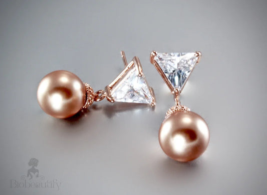 Calla - 14K Rose Gold-Filled Earrings With Swarovski Pearls