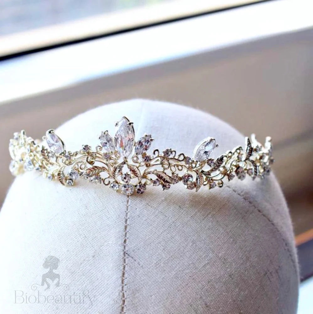 Callie Gold Crystal Bridal Tiara