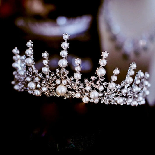 Calypso Silver Pearl Crystal Bridal Tiara