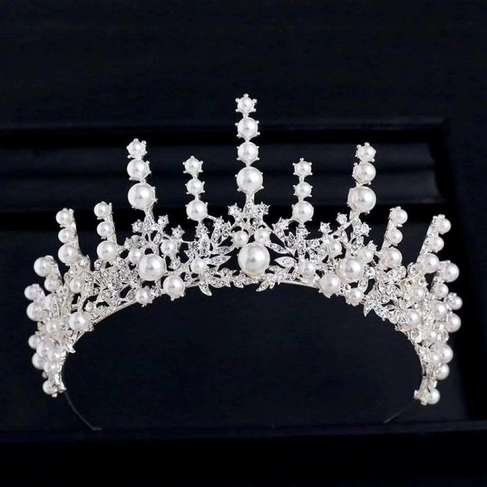 Calypso Silver Pearl Crystal Bridal Tiara