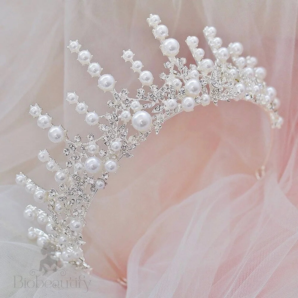 Calypso Silver Pearl Crystal Bridal Tiara