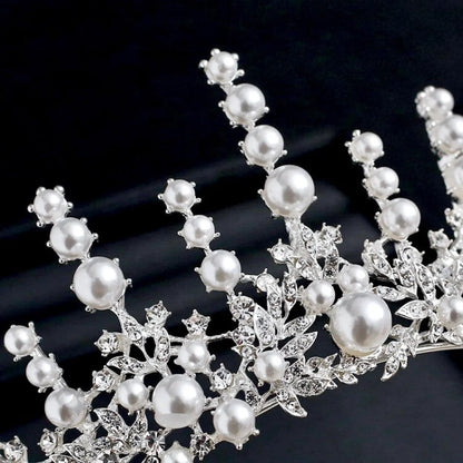 Calypso Silver Pearl Crystal Bridal Tiara