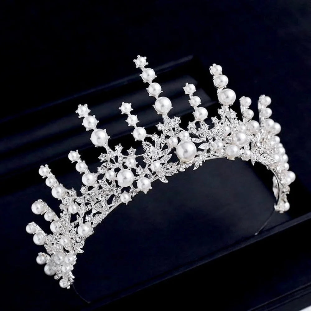 Calypso Silver Pearl Crystal Bridal Tiara