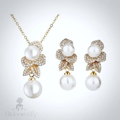 Wedding Jewelry - Pearl Bridal Jewelry Set - Available in Gold and Silver