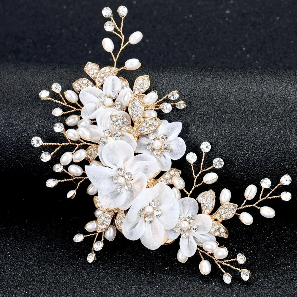 Wedding Hair Accessories - Silk Flowers Bridal Hair Clip - Available in Silver and Gold