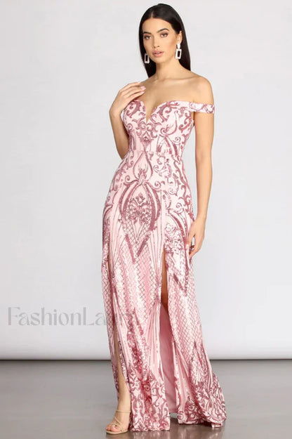 Camilla Sequin Off Charming Shoulder A Line Dress