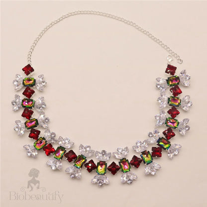 Candy Shaped Crystal Choker Necklace - Silver One Size /