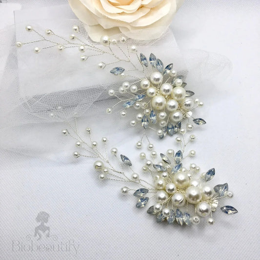 Wedding Hair Accessories -  Opal and Pearl Bridal Hair Clip / Vine