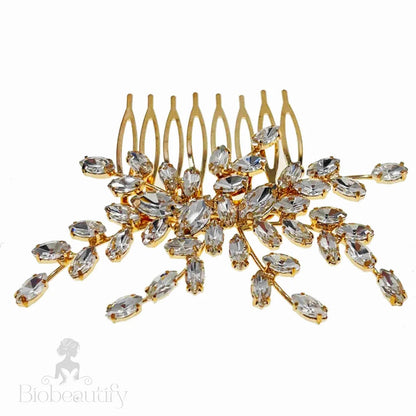 Capricia Crystal Rhinestone Hair Comb Gold