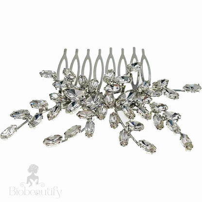 Capricia Crystal Rhinestone Hair Comb Silver