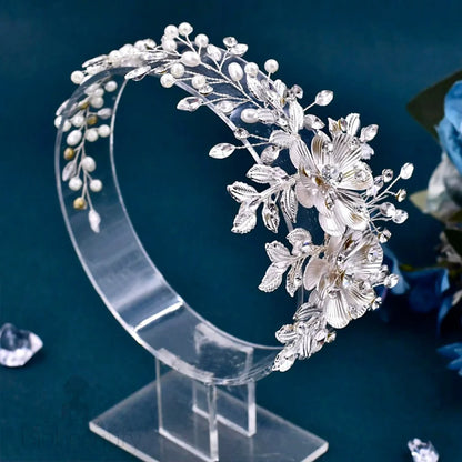 Carlotta Silver Pearl And Crystal Bridal Hair Vine