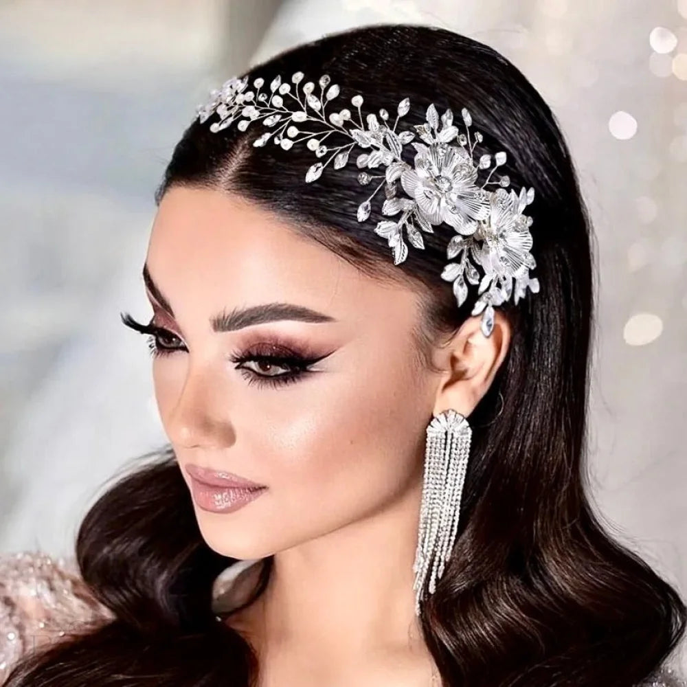 Carlotta Silver Pearl And Crystal Bridal Hair Vine