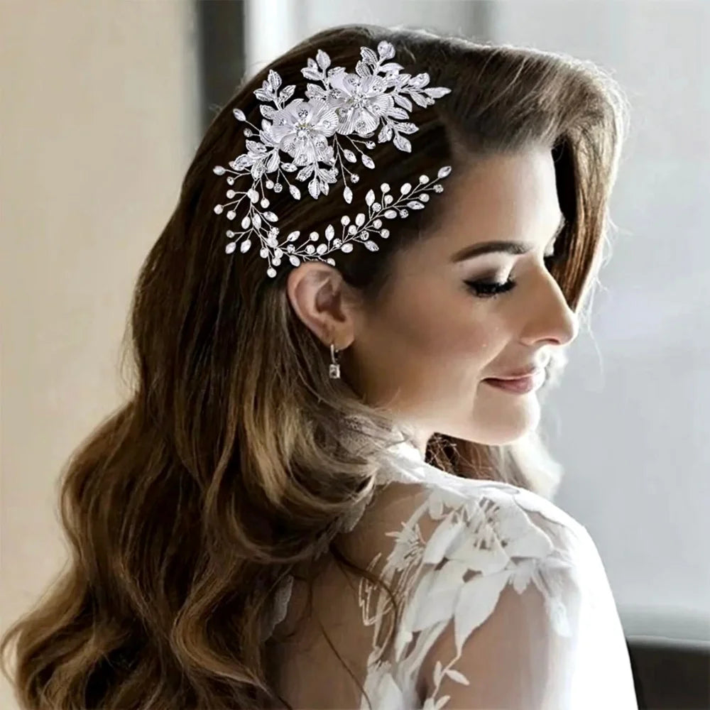 Carlotta Silver Pearl And Crystal Bridal Hair Vine