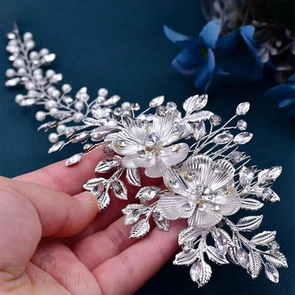 Carlotta Silver Pearl And Crystal Bridal Hair Vine