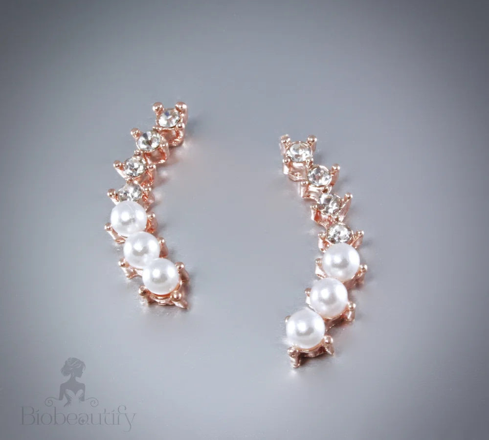 Carly Pearl And Cz Bridal Earrings