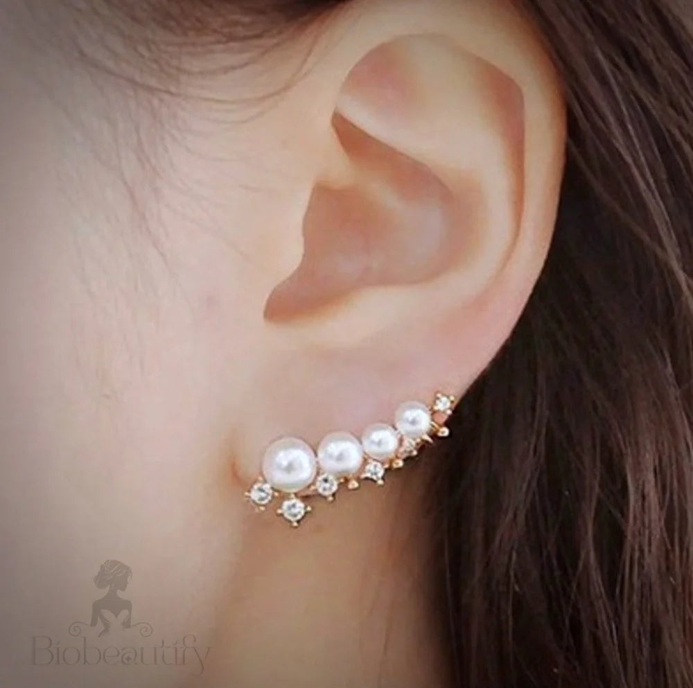 Carly Pearl And Cz Bridal Earrings