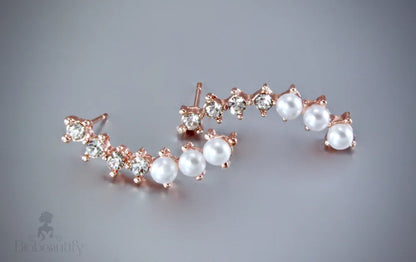 Carly - Pearl and Cubic Zirconia Bridal Earrings