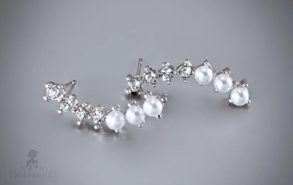 Carly - Pearl and Cubic Zirconia Bridal Earrings