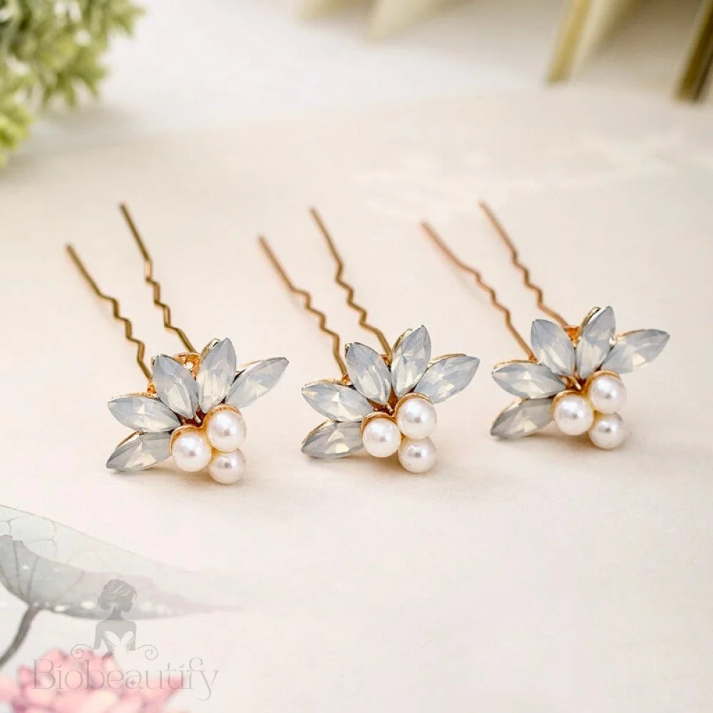 Carlyn Bridal Hair Pins With Pearl And Opal