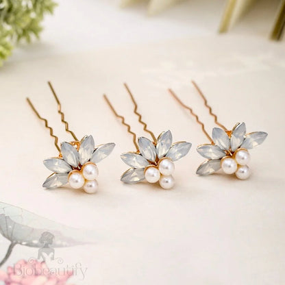 Carlyn Bridal Hair Pins With Pearl And Opal