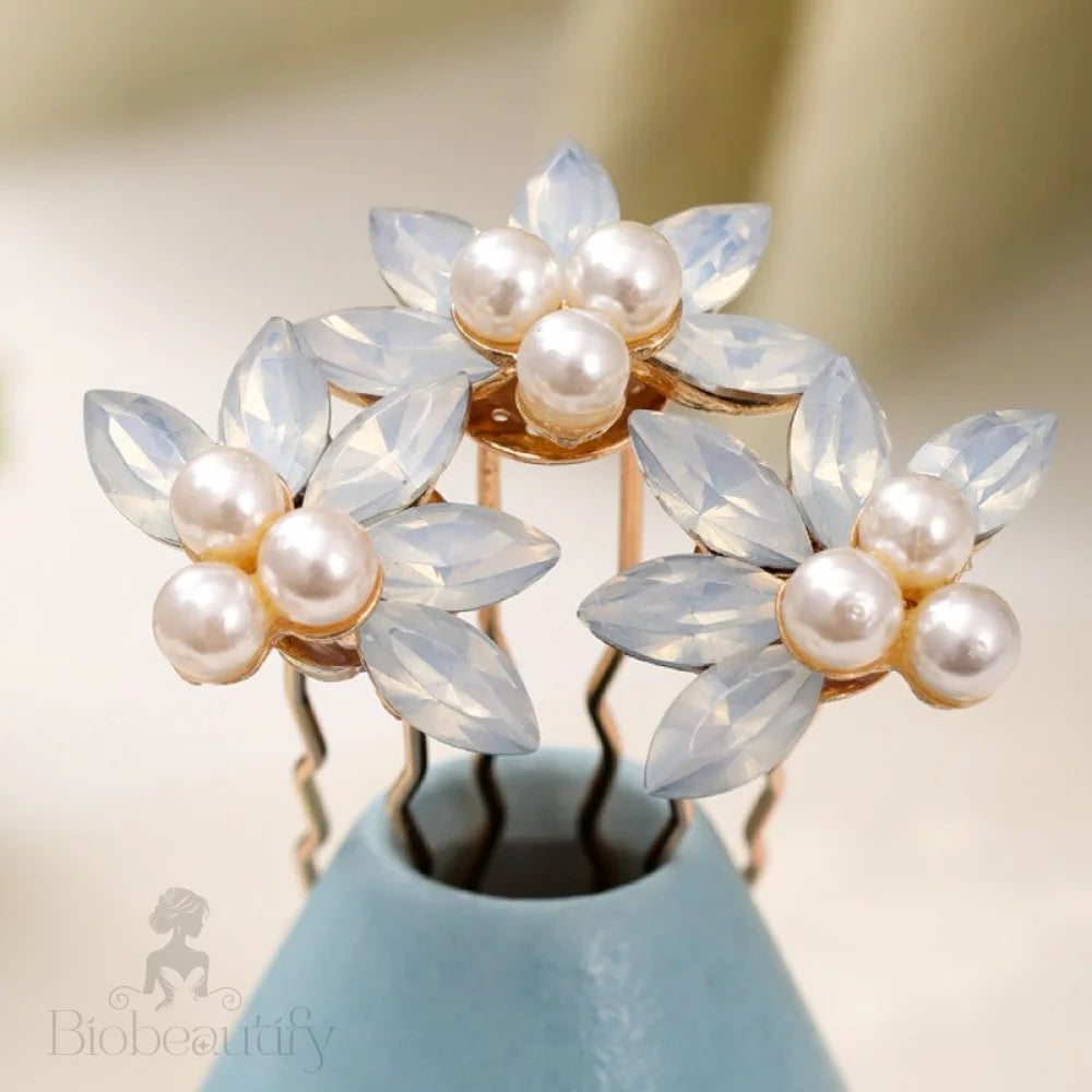 Carlyn Bridal Hair Pins With Pearl And Opal