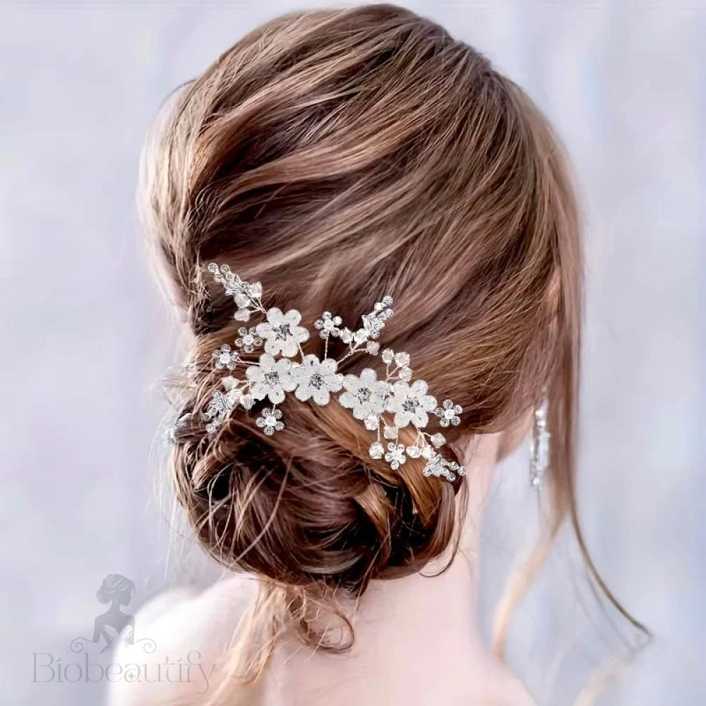 Carmen Silver Pearl Crystal Bridal Hair Comb