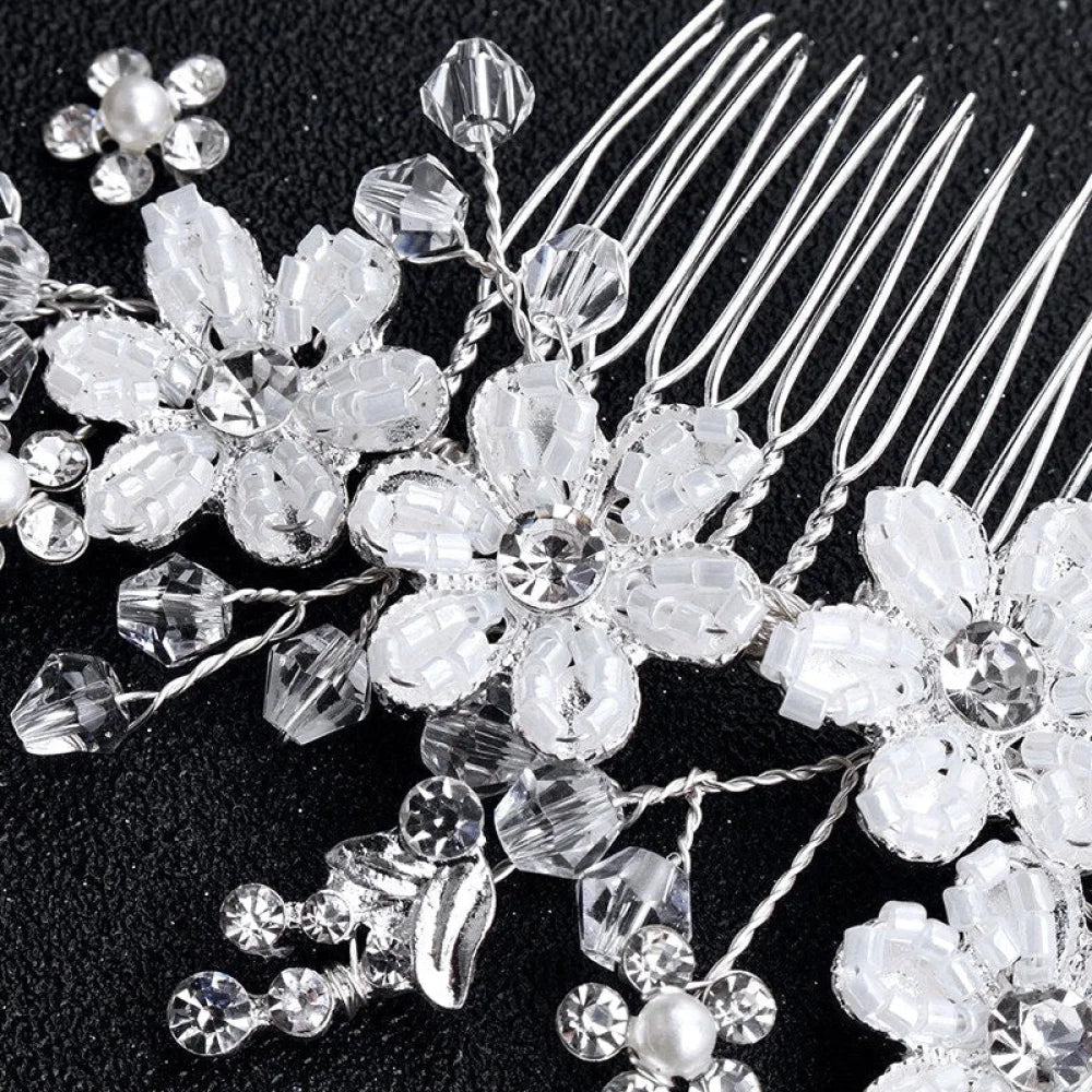 Carmen Silver Pearl Crystal Bridal Hair Comb