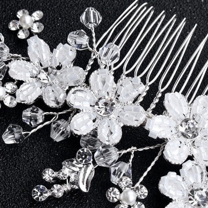 Carmen Silver Pearl Crystal Bridal Hair Comb