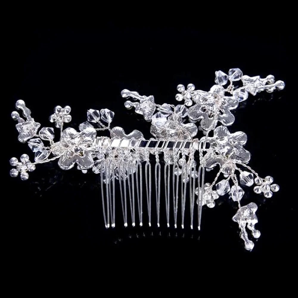 Carmen Silver Pearl Crystal Bridal Hair Comb