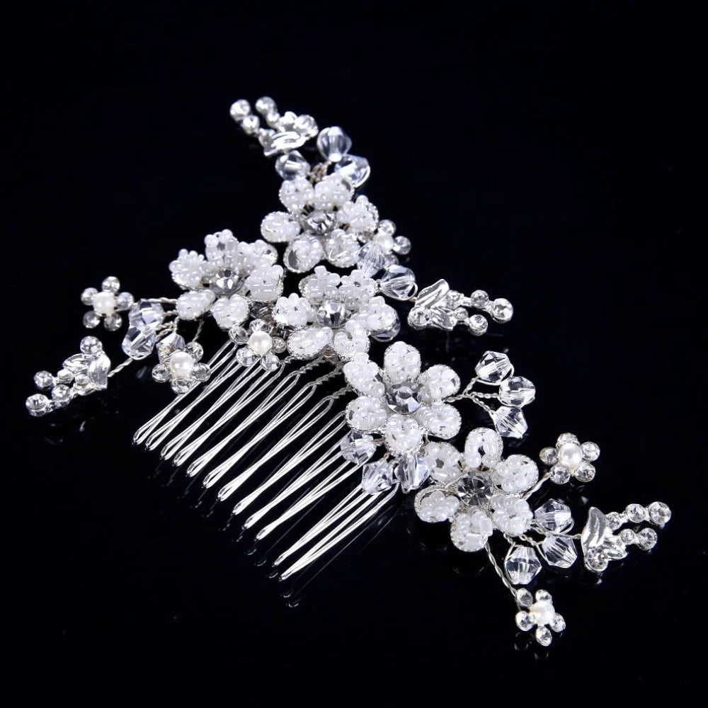 Carmen Silver Pearl Crystal Bridal Hair Comb