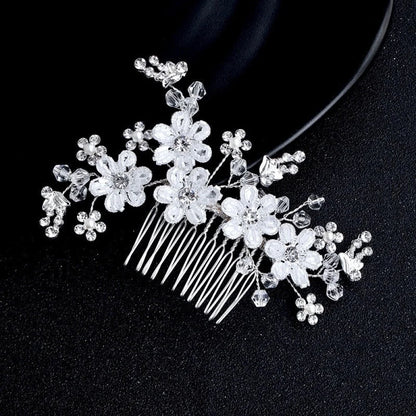 Carmen Silver Pearl Crystal Bridal Hair Comb