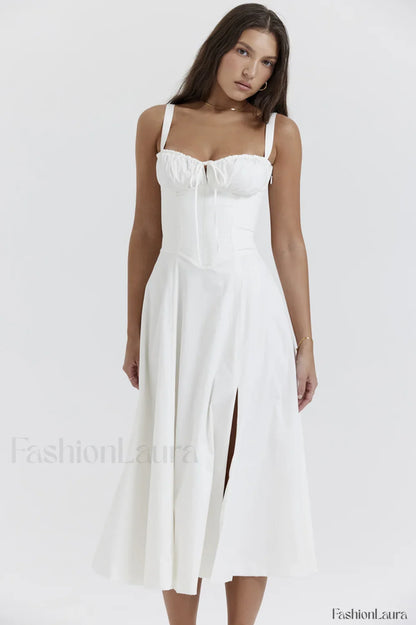 Carmen White Stylish Bustier Sundress