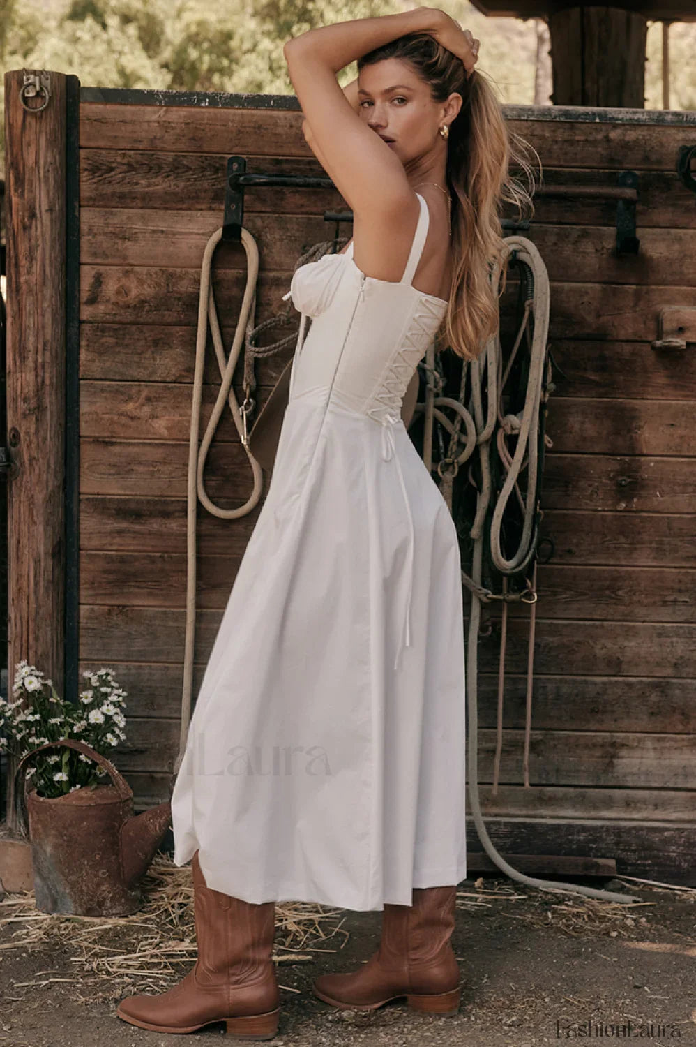 Carmen White Stylish Bustier Sundress
