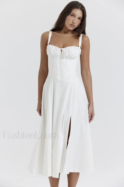 Carmen White Stylish Bustier Sundress