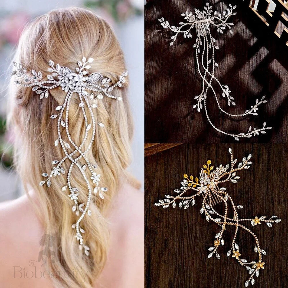 Cascading Crystal Bridal Hair Comb - Eugenie Available In Silver And Gold