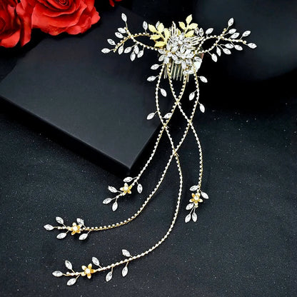 Wedding Hair Accessories - Cascading Crystal Bridal Hair Comb / Hair Vine- Available in Silver and Gold