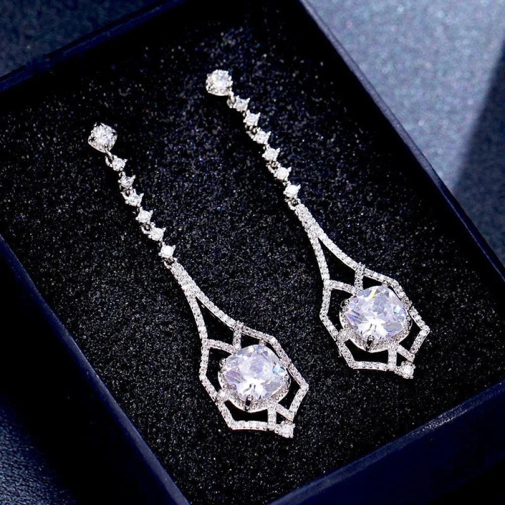 Casey Silver Bridal Earrings With Cubic Zirconia