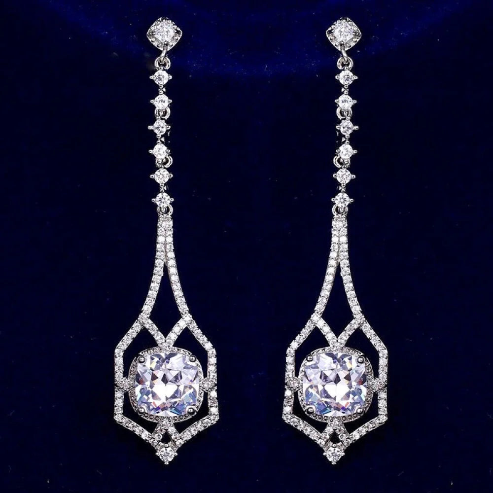 Casey Silver Bridal Earrings With Cubic Zirconia